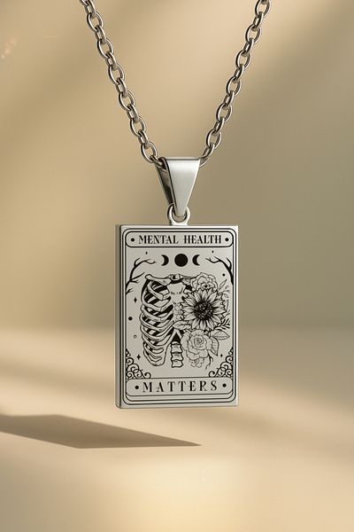 ArtinArt Mental Health Matters Tarot Card |   316L Steel Necklace