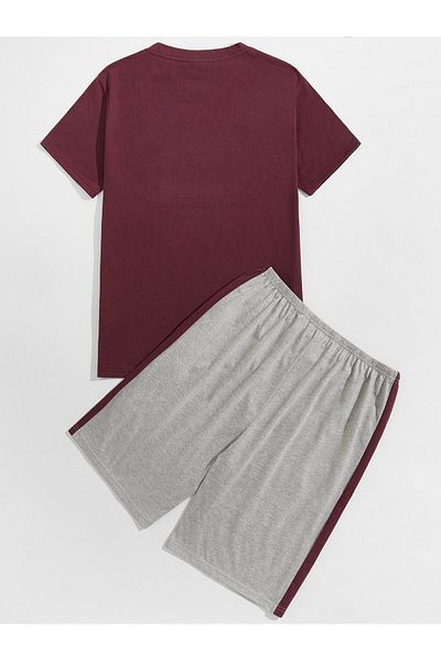 LUNAVISTA Men's Solid Color Short Sleeve Shirt and Shorts Set