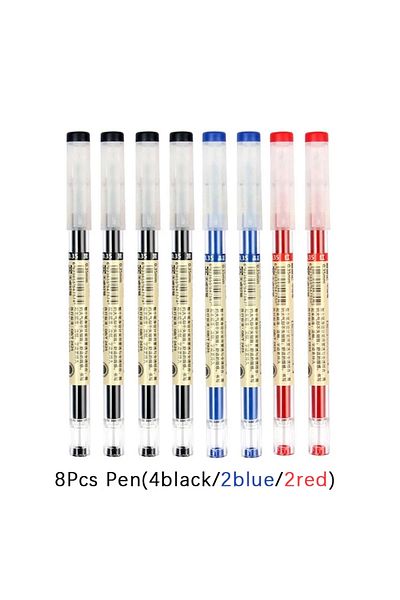 Choice 0.35mm 8pcs mixed pen 54Pcs/Set 0.35mm Gel Pens Office School Exam Sign Ballpoint Pen Blue Red Black