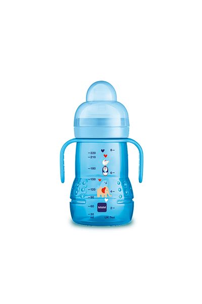 Diamond Mama Mam Educational Blue Baby Boy Sippy-Free Drinking Cup 220 ml 4+