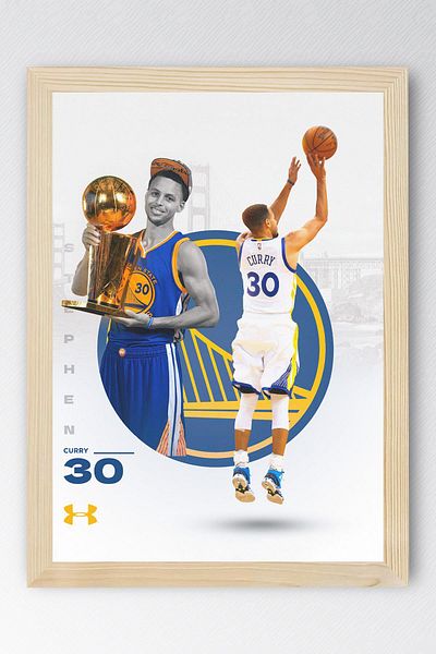 Saturn Stephen Curry Framed Painting - Golden State Warriors Nba Poster Painting