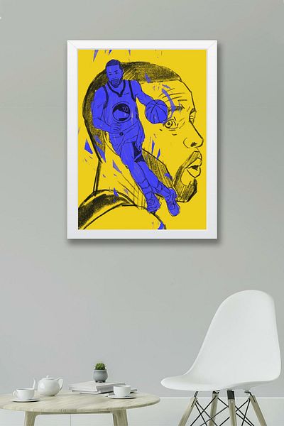 Saturn Pictură înrămată de Stephen Curry - Pictură poster NBA de baschet
