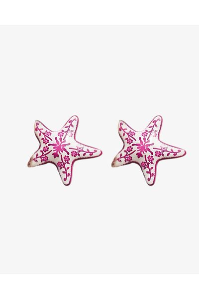Pinery Jewels Vip Series - Brand Model Pink Starfish Earring Pair 4.5 cm