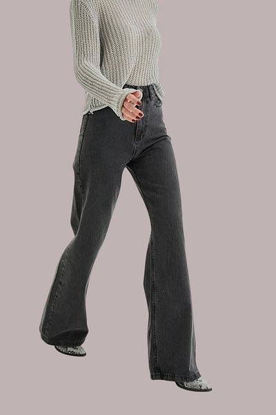 Livik Deborah Women's Smoked Extra High Waist Stretchy Casual 90's Wide Leg Jean