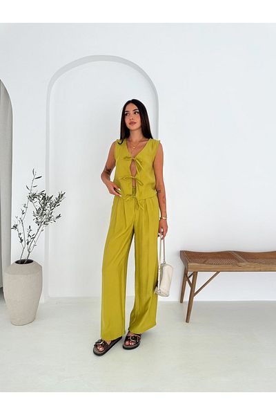 Ozy Fashion Green Summer Modal Fabric Bottom Top Set