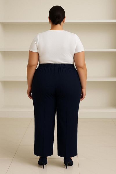 ELONİ Plus Size Elastic Front Stone Detail Fabric Pants