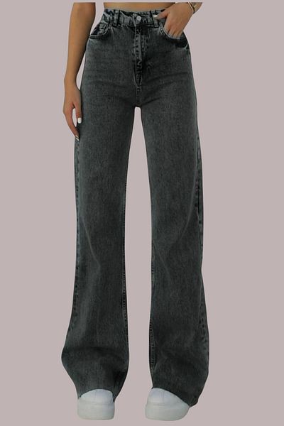 Livik Erica Young Girl Smoked High Waist Elastane Blended Modern Wide Leg Jeans