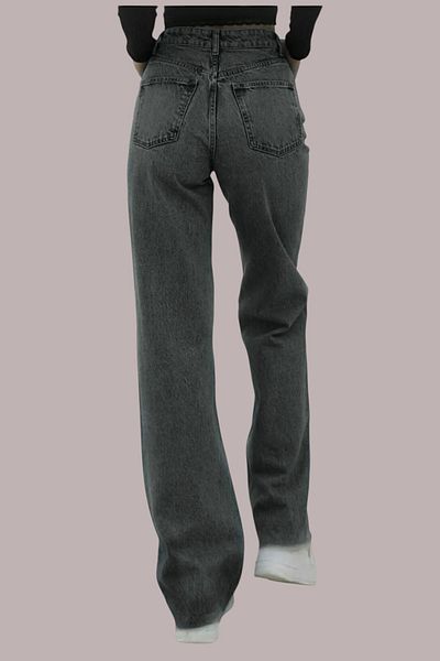 Livik Emily Young Girl Smoked High Waist Lycra Comfortable Wide Leg Jeans