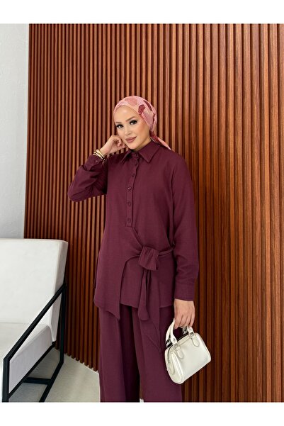 Melike Tatar Tied Linen Suit 32-2375