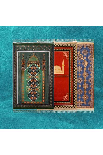 Gerenic 3-piece floral velvet ceramic prayer rug