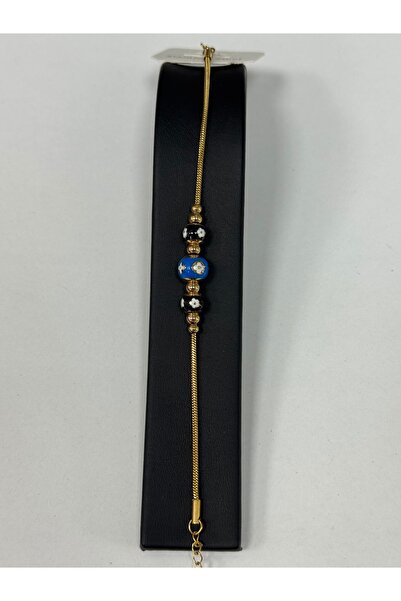 VLDORO Gold Color Snake Chain Evil Eye Bead Star Charm Detailed Steel Bracelet
