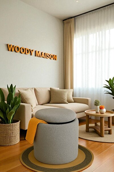 WoodyMaison Puf Teddy Kuzu Tüy Kumaş Sandıklı Silindir Çok Amaçlı Puf Koltuk Bench Tabure Sehpa