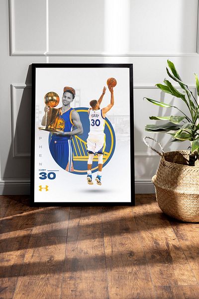 Saturn Stephen Curry Framed Painting - Golden State Warriors Nba Poster Painting