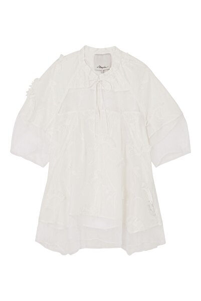 3.1 Phillip Lim Organza Combination Embroidered Voile Top Elegant and Breathable Design