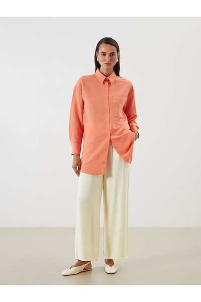 LC Waikiki Orange Textured Oversize Women's Shirt Tunic