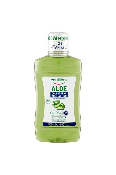 Equilibra Apă de Gură Multiactivă Aloe, Antiseptica, Antibacteriana, Anti-Carii, Calmanta, 500 ml, Equilibra
