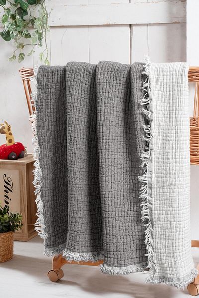 serenıa Dream Filled Muslin Baby Blanket Gray