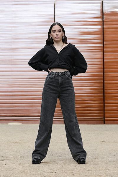 Livik Hazel Young Girl Smoked High Waist Elastane Blended Unlined 90's Loose Leg Jeans