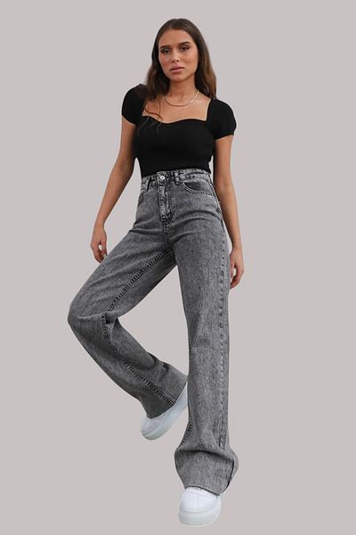 Livik Anna Young Girl Smoked High Waist Elastane Blended Modern 90's Wide Leg Jean