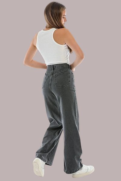 Livik Claire Young Girl Smoked High Waist Elastane Blended Unlined Wide Leg Jean