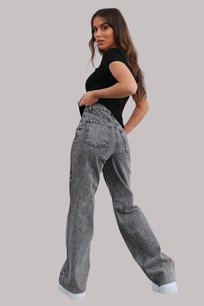 Livik Anna Young Girl Smoked High Waist Elastane Blended Modern 90's Wide Leg Jean