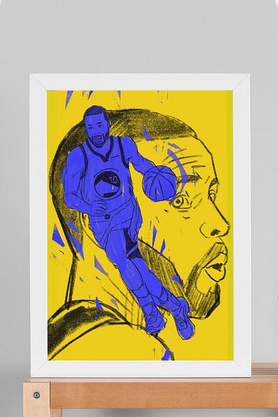 Saturn Pictură înrămată de Stephen Curry - Pictură poster NBA de baschet