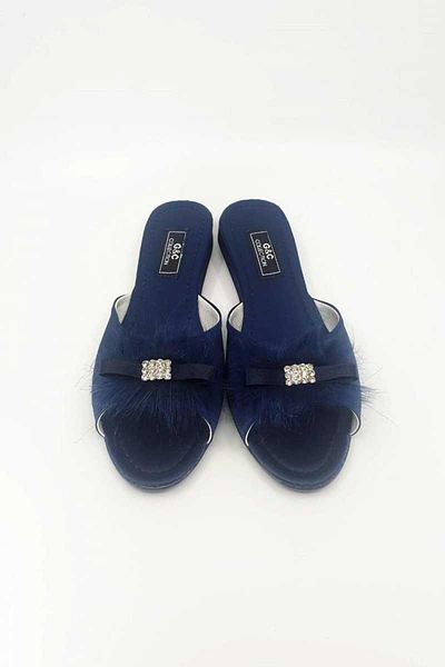 GC G&C Women's Heelless Feathered Dowry Bridal Slippers