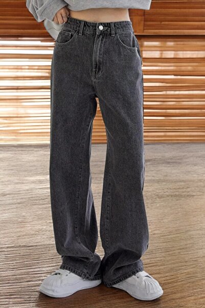 Livik Grace Young Girl Smoked High Waist Elastane Blended Modern Wide Leg Jeans