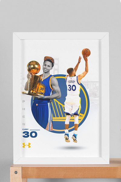 Saturn Stephen Curry Framed Painting - Golden State Warriors Nba Poster Painting
