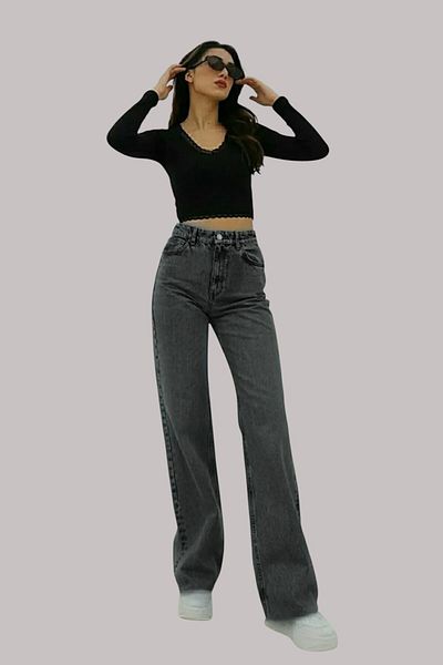 Livik Bethany Young Girl Smoked High Waist Elastane Blended Unlined Wide Leg Jeans
