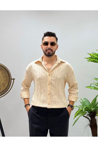 JACK CAPRİO Ανδρικό ριγέ πουκάμισο νέας σεζόν Regular Fit χωρίς κοιλιά ύφασμα Louis