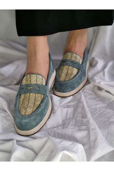 aayak&kabımofficial Genuine Leather Straw Detailed Women's Loafer – Stylish and Comfortable Casual Shoes