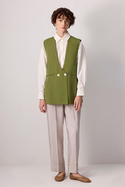 Touché Privé Stone Detail Linen Vest