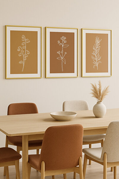 seninürünün Artă în dungi boeme, floare elegantă – pictură modernă din 3 pies...