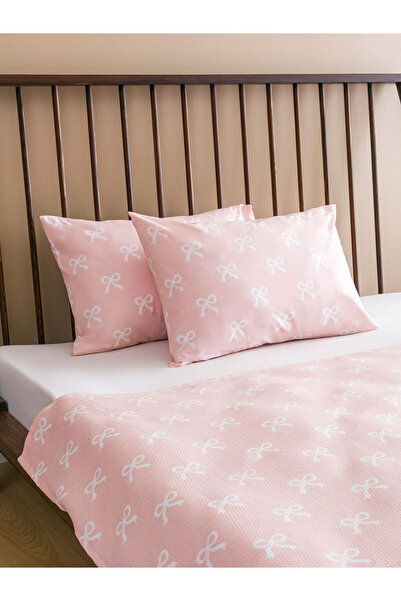 LC Waikiki Pembe Fiyonk Desenli Çift Kişilik Pike Seti