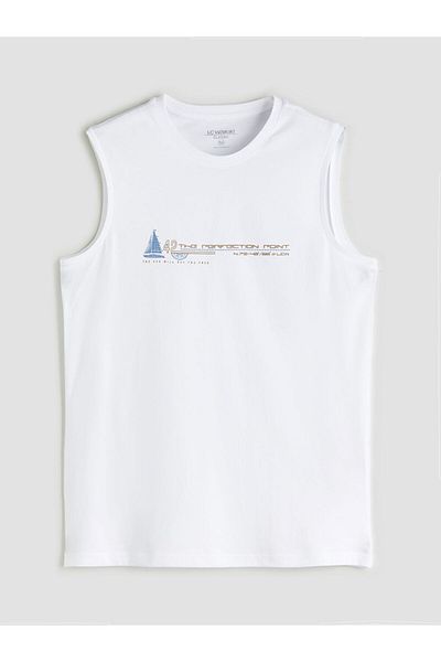 LC Waikiki Ανδρικό αμάνικο μπλουζάκι με στάμπα New Season Crew Neck - S5QL03Z8