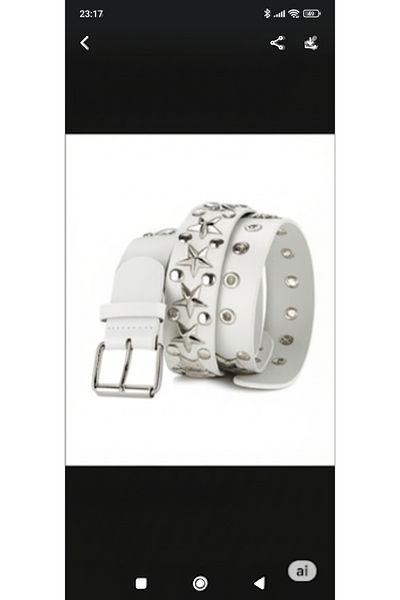 targay Pyramid Studded Belt Gothic Punk Metallica Style Belt White