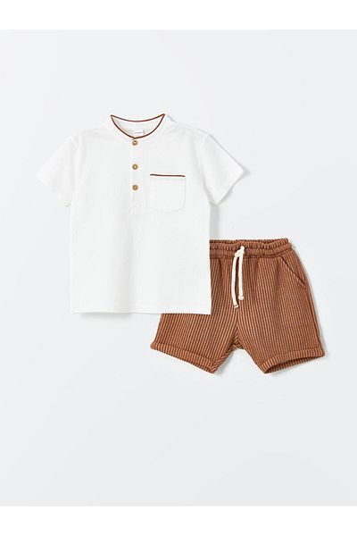 LC Waikiki Judge Collar Short Sleeve Baby Boys T-Shirt and Shorts 2-Piece Set (S4)