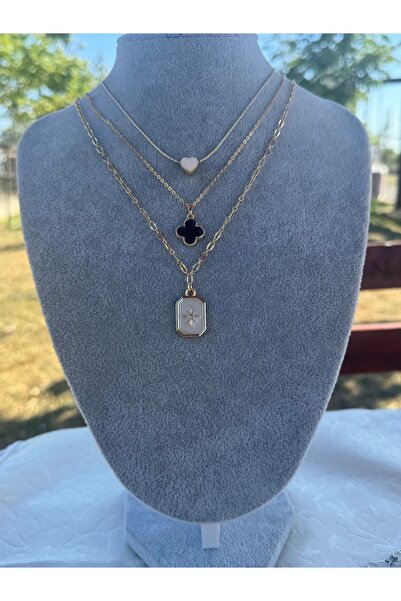 Judas Takı ÜÇLÜ KOMBİN KOLYE KUTUP YILDIZI YONCA KALP