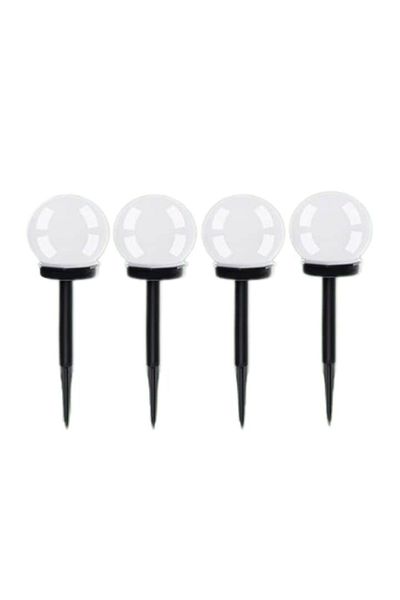 OEM Set 4 Solar Lamps for Outdoor Garden, Globe Shape, Waterproof, IP65, Height 22 cm, White/Black