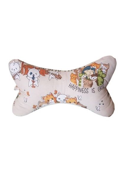 MAGIC DECO WORLD "Happiness is cat" decorative pillow with ergonomic design, for relaxation, reading, traveling