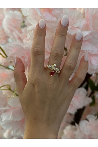 YENGEÇ خاتم بتفاصيل وردية على شكل نحلة