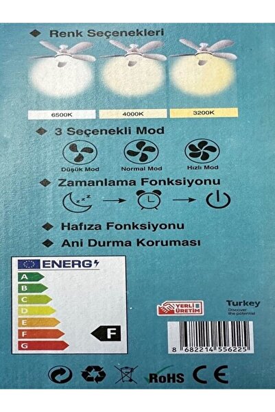 RBR Torunoğlu Elektronik RBR Ledli Vantilatör 3 KADEMELİ FAN ve LED IŞIK AYARLI