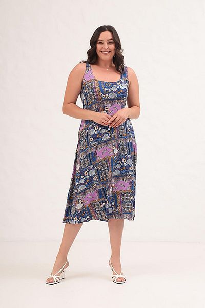 Truva XXL Comfort and Elegance with the Thick Strap Patterned Plus Size Dress!