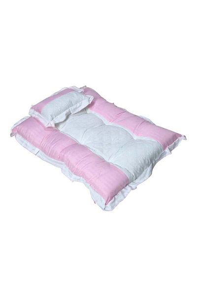 BabyCara Baby Bed with Thick Mattress Pillow for Newborn Babies 80x55cm Pink