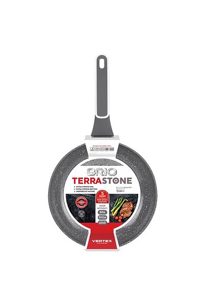 BRIO Tigaie aluminiu forjat, interior marmorat 5 straturi, 26 cm, Brio Terra Stone