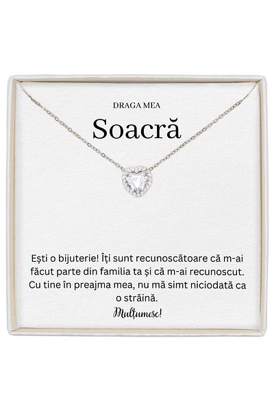 The Jewel Heart Cadou Special Pentru Soacră, Colier În Formă De Inimă Cu Strălucire Fină, 41+5 cm