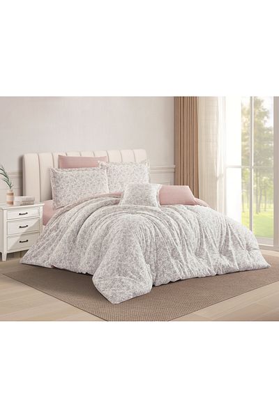 Levore Livori 7-piece comforter set, 100% soft cotton, double-sided, heavy filling, and elegant design