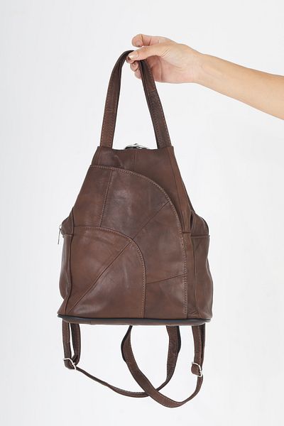 Erzeno Genuine Leather Women's Backpack / Suitable for Use as a Multifunctional Shoulder Bag and Backpack