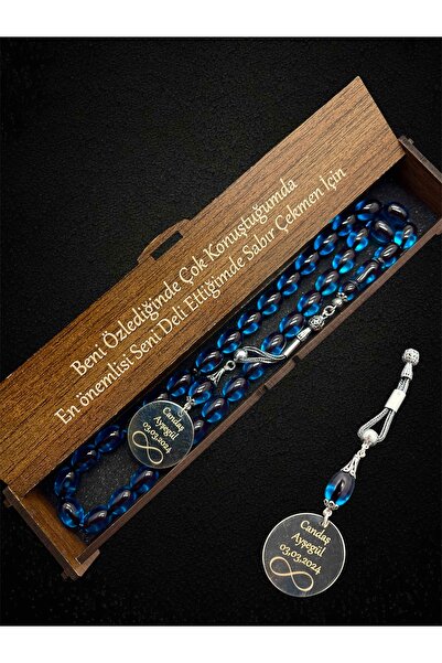 KANUNİ TESBİH Nume Detaliat Petrol Albastru Argintiu Ciucuri Ardei Chihlimbar...